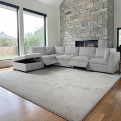 Light Gray Modular Sectional Sofa with Ottoman