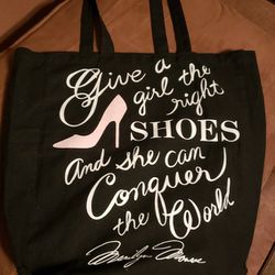 Marilyn Monroe QUOTE Tote Bag, Black, Whote Writing, PINK Heel,Never Used,tag Still On,asking $20