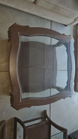 Wood Framed Glass Top Coffee Table