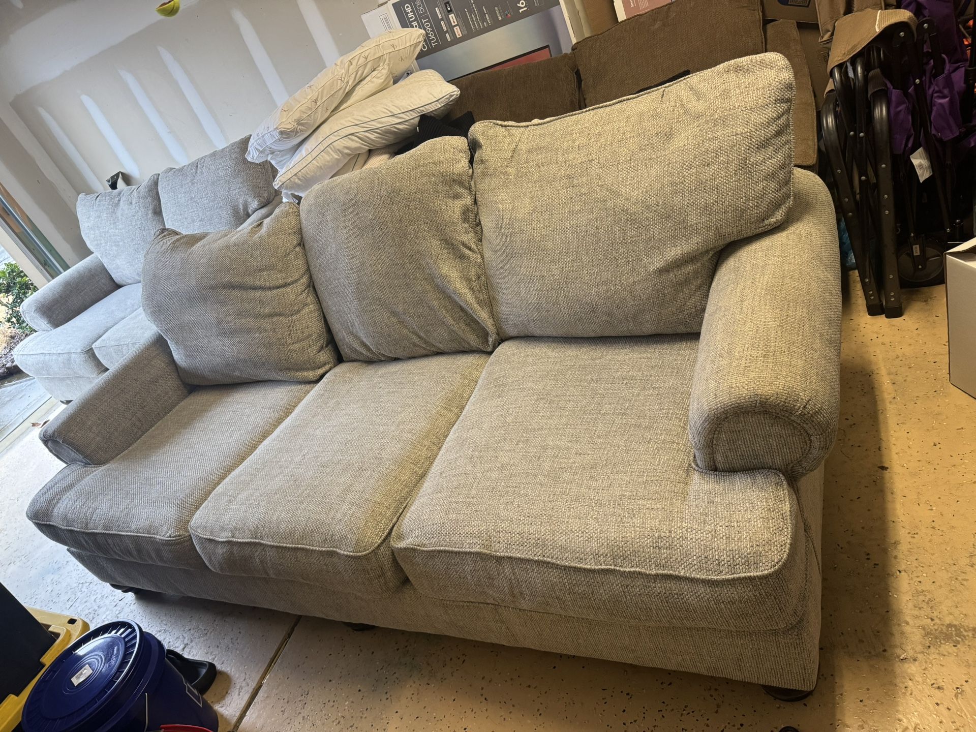 Grey Couch With Love Chair