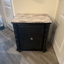 Elegant Black Cabinet with Faux Marble