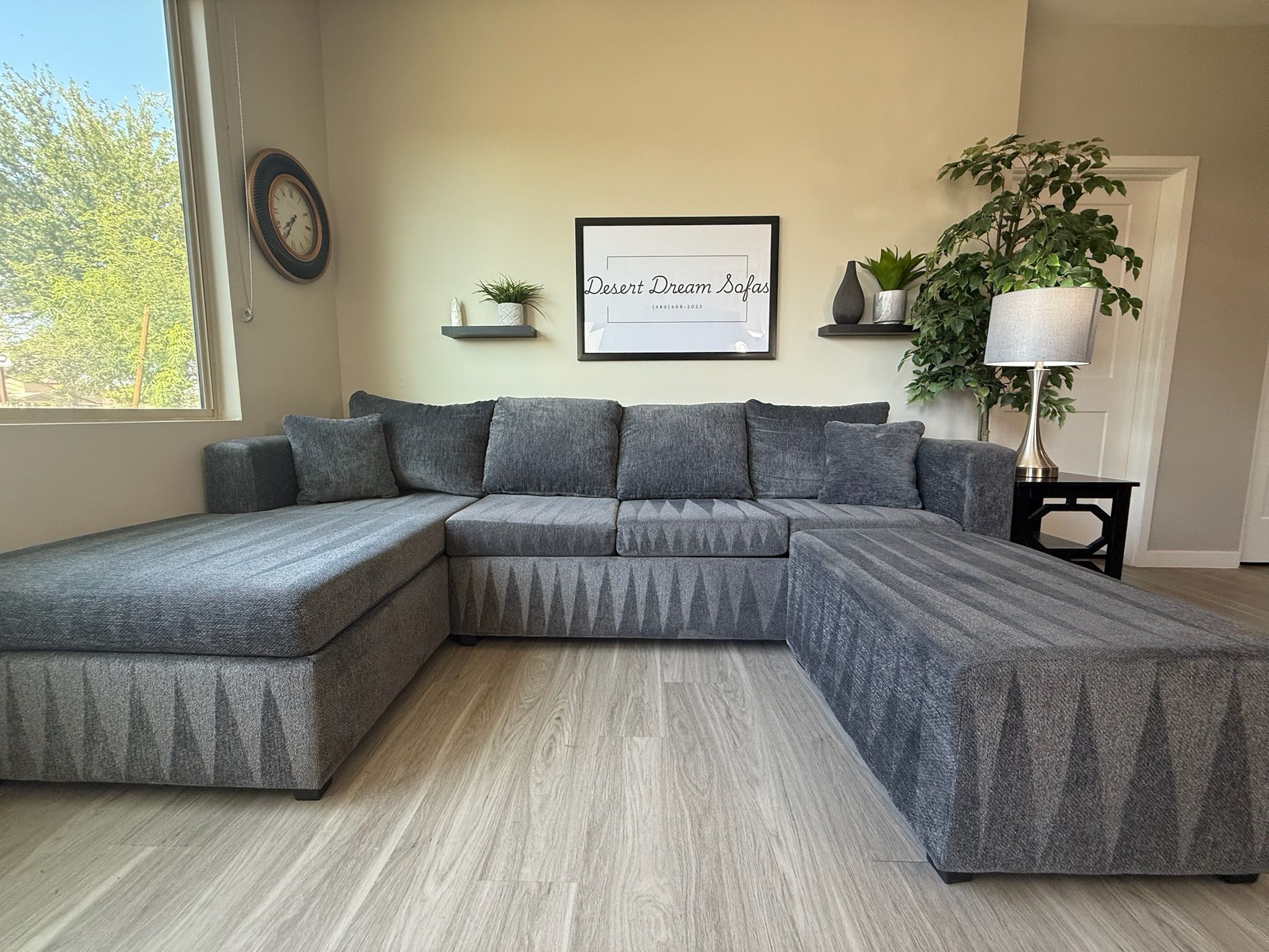 Ashley Homes Furniture Microfiber Two Piece Sectional with Ottoman