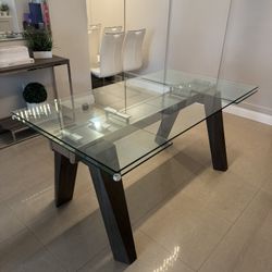 Glass Dining Table with Extension – Excellent Condition