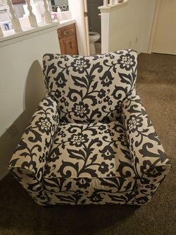 White with black flowers chair