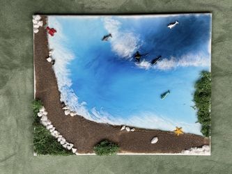 Ocean Themed Resin Art Work (16”x 20”)