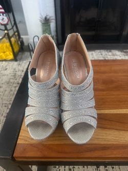 De Blossom Collection Silver Rhinestone Heels