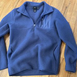 Blue H&M fleece quarter zip size small 