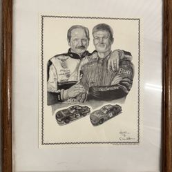 Dale Earnhardt & Dale Earnhardt jr Pencil Drawing By Dale Adkins 