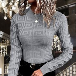 Designer Gray Round Neck Sweater