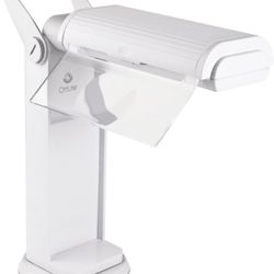 OttLite 13 Watt Magnifier Task Lamp with 2X Magnification and Swivel Base, White