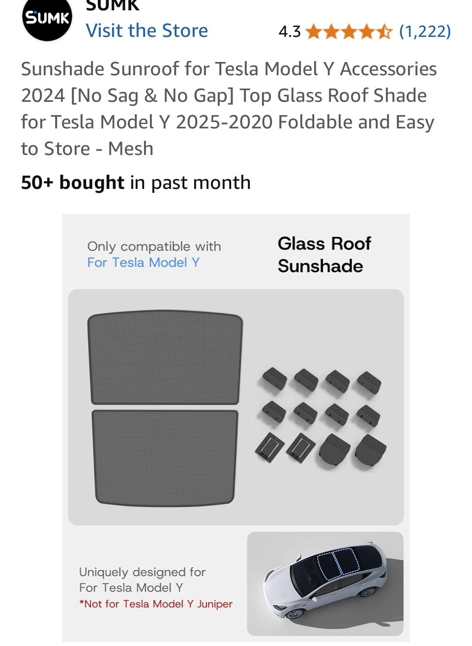 Tesla Glass roof Shade
