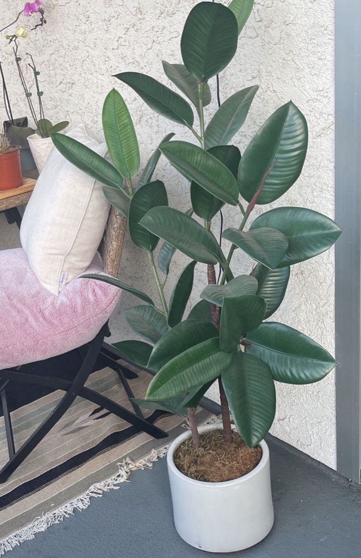 Artificial Tree With White Planter - About 4 - 4.5 Feet