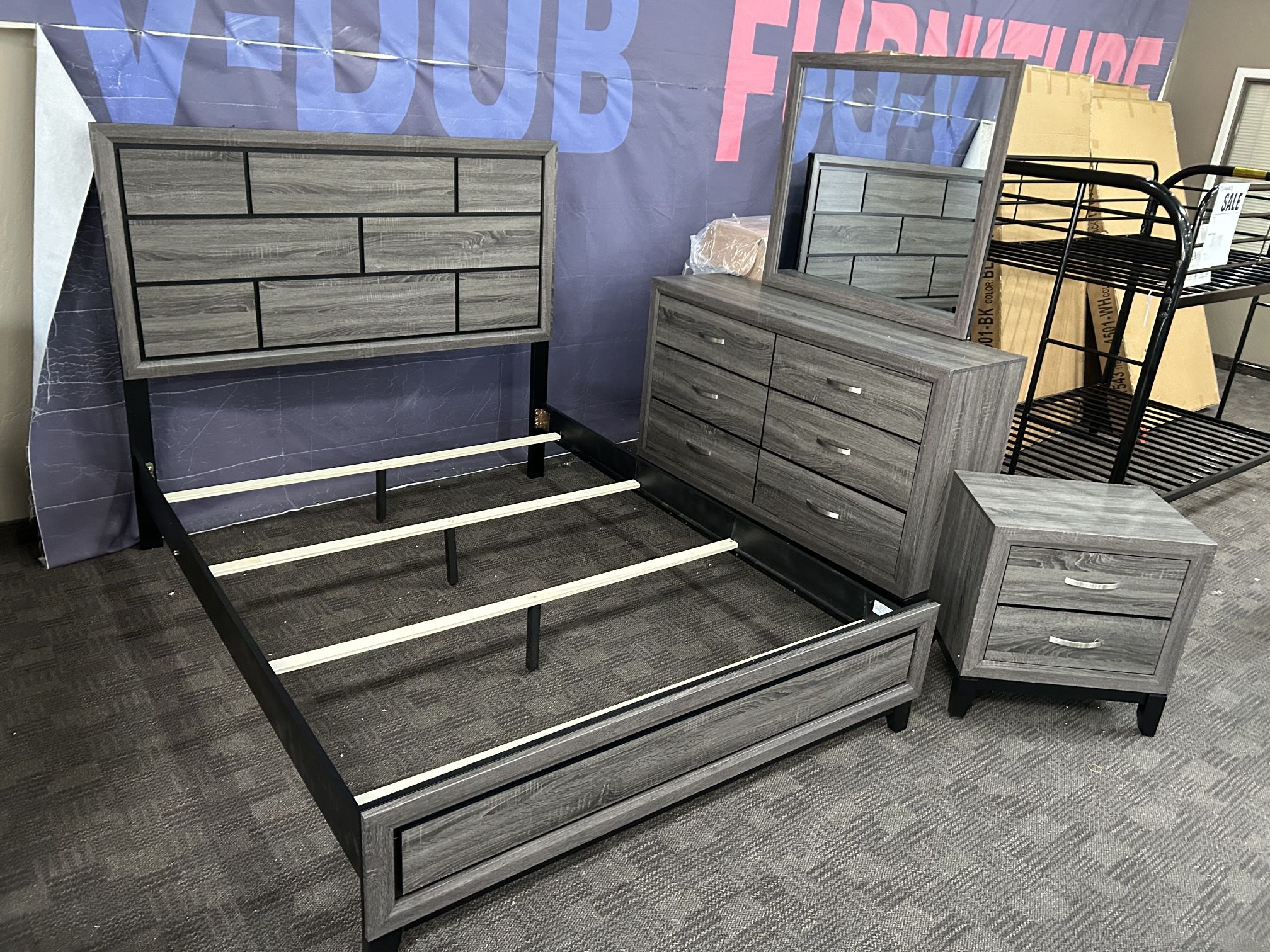 Grey And Black Queen Bedroom