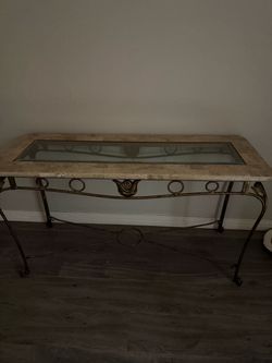 Marble Like Top Iron Console Table