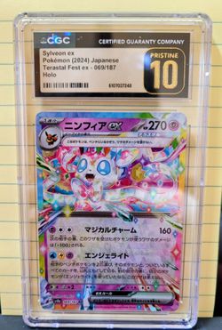 Pokemon Graded Slab CGC 10 Pokemon TCG 2024 Terastal Fest ex #069/187 Sylveon ex PRISTINE