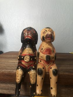 Self Sitting Dog Statues, Set Of Two 