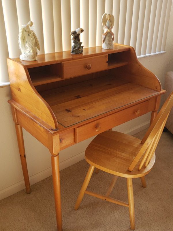 Antique letter desk with chair.