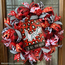 Beautiful Leopard Valentines Day Wreath