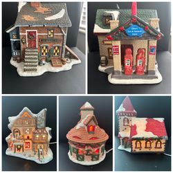8 Christmas Village Houses And many Extras 