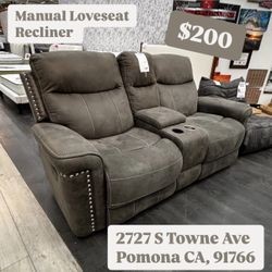 Manual Fabric Loveseat Recliner 