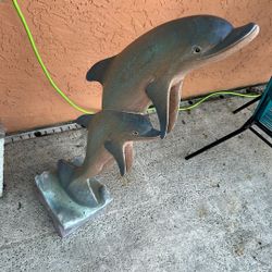 Two Dolphins Together Statue 