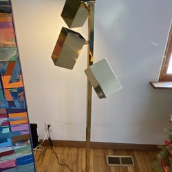 Brass Cubist Floor Lamp by Robert Sonneman for Koch & Lowy, ca. 1970 Modernist