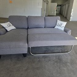 *Same Day Delivery Available!* Grey Convertible Chaise Sofa 