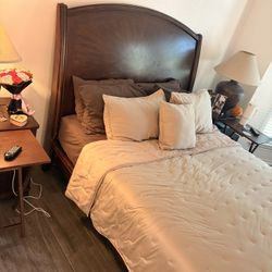 Queen Bed Frame And Night Stands With Lamps 150 OBO