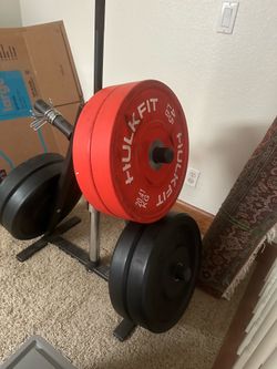 Texas powerbar deadlift bar/weights