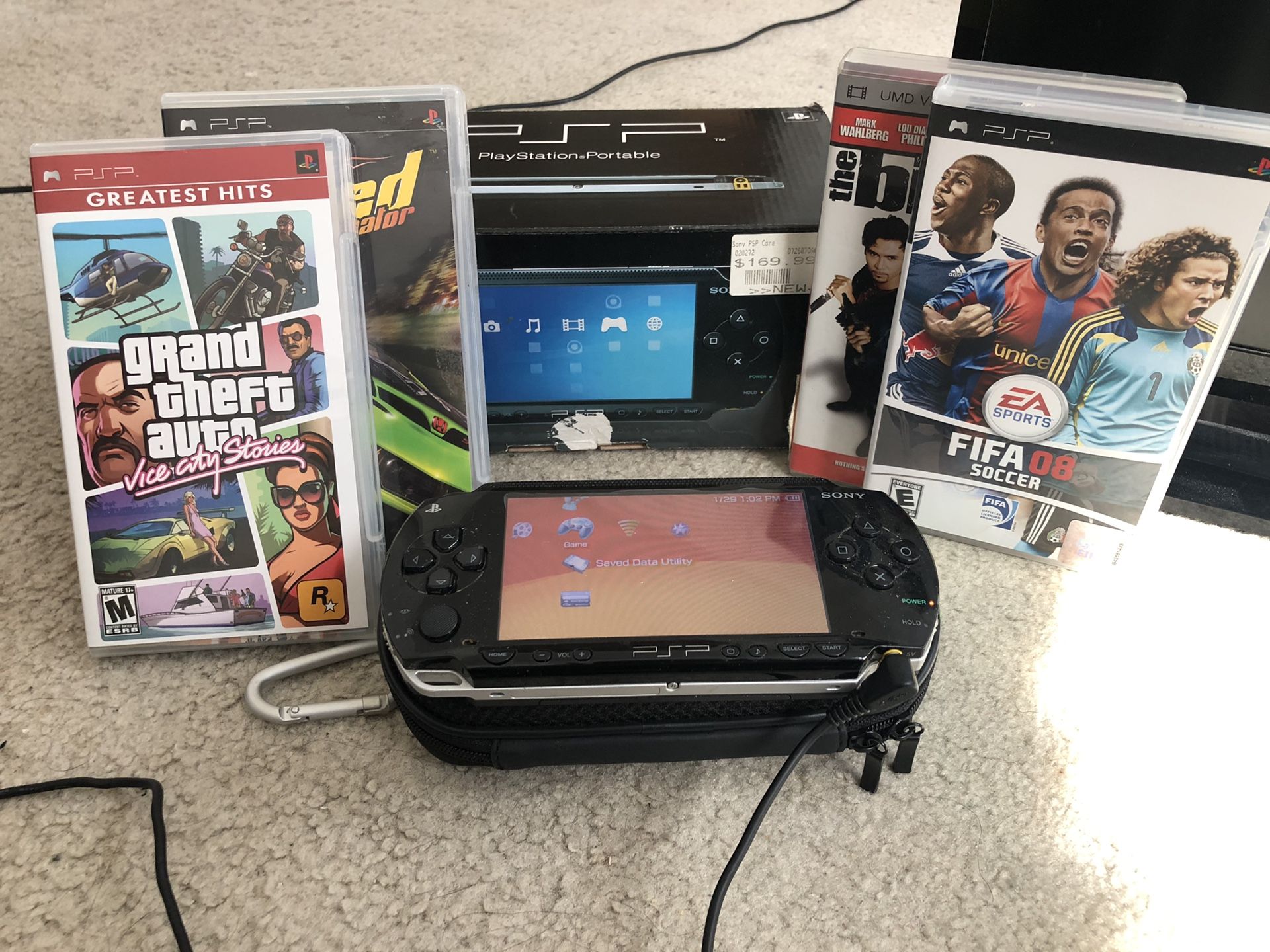 PSP PlayStation Portable 1st Gen WITH ORIGINAL BOX and Games