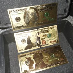 24k Gold Collector Novelty $100 & $10 Bills