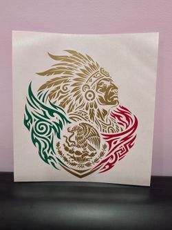 🇲🇽 Large 9.5" × 10.5" Layered Mexican Aztec Warrior Decal – Oracal 65