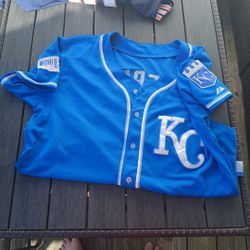 Kansas City Royals Majestic   Salvador Perez  Jersey 2014 World Series Blue Mens large