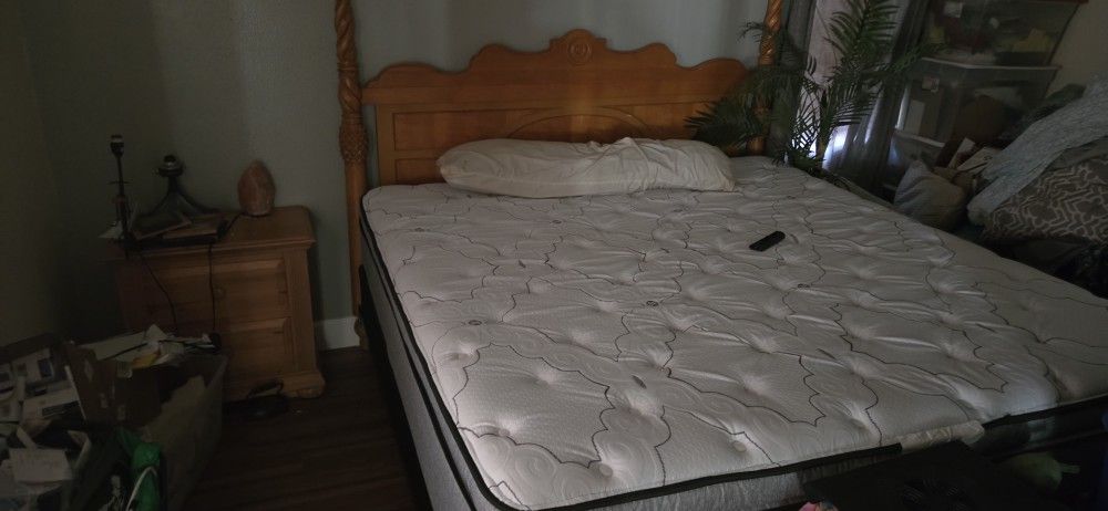 Queen mattress box spring and headboard.