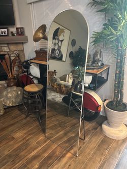 Full Length Arched Floor Mirror with Stand