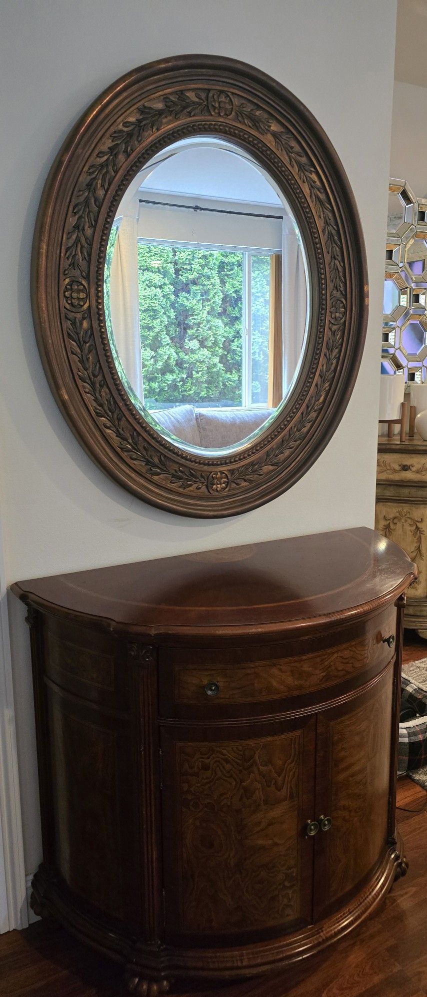 Wall Mirror and Entryway Cabinet