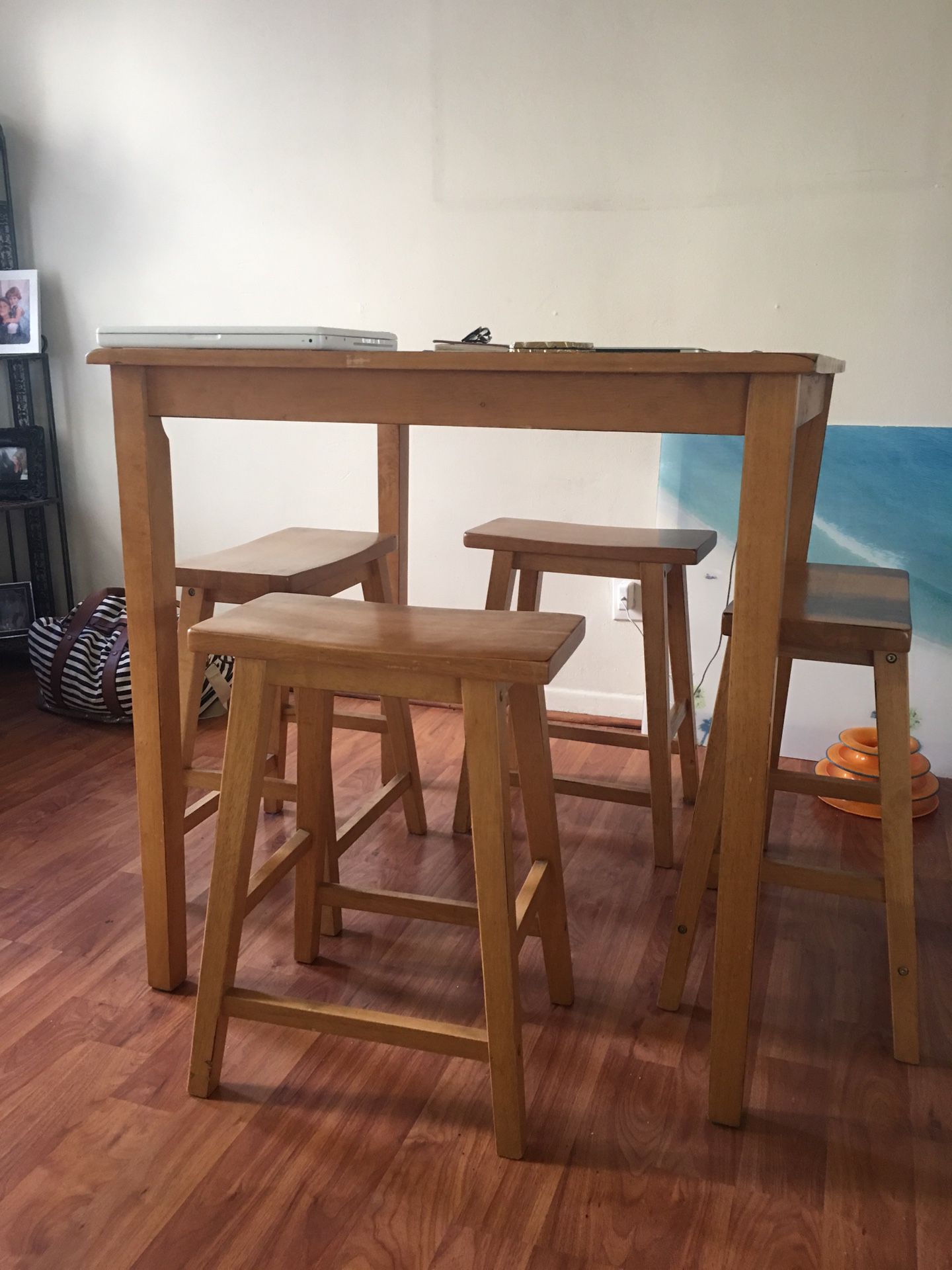 Bar height kitchen table with stools