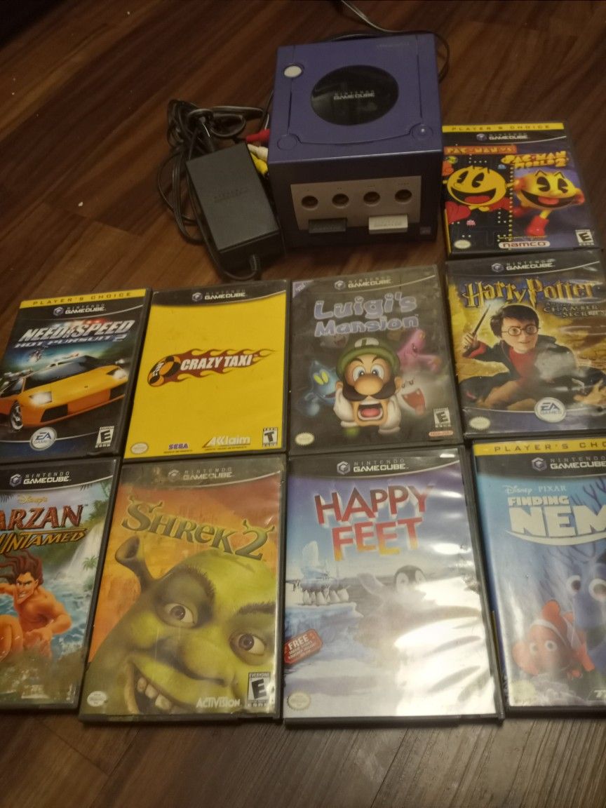 Gamecube / Game Cube Console. No Remotes Only Cords And Games.