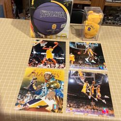 Kobe Bryant 1998 Spaulding Autograph Series Basketball, Promo Bear And Four 8X10
