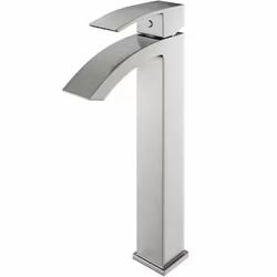 VIGO Duris Brushed Nickel Vessel 1-handle WaterSense Waterfall Commercial/Residential Handle Bathroom Sink Faucet