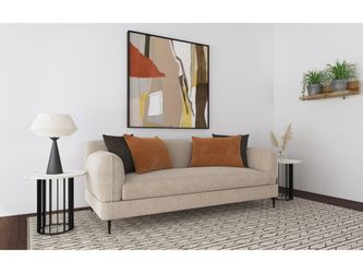 Jade Latte Chenille Upholstered Sculpted Track Arm Sofa