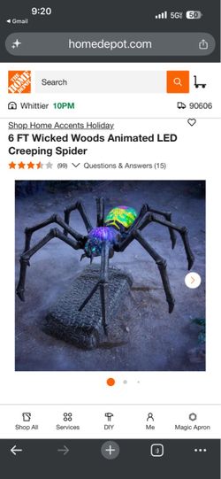 6 FT Wicked Woods Animated LED Creeping Spider