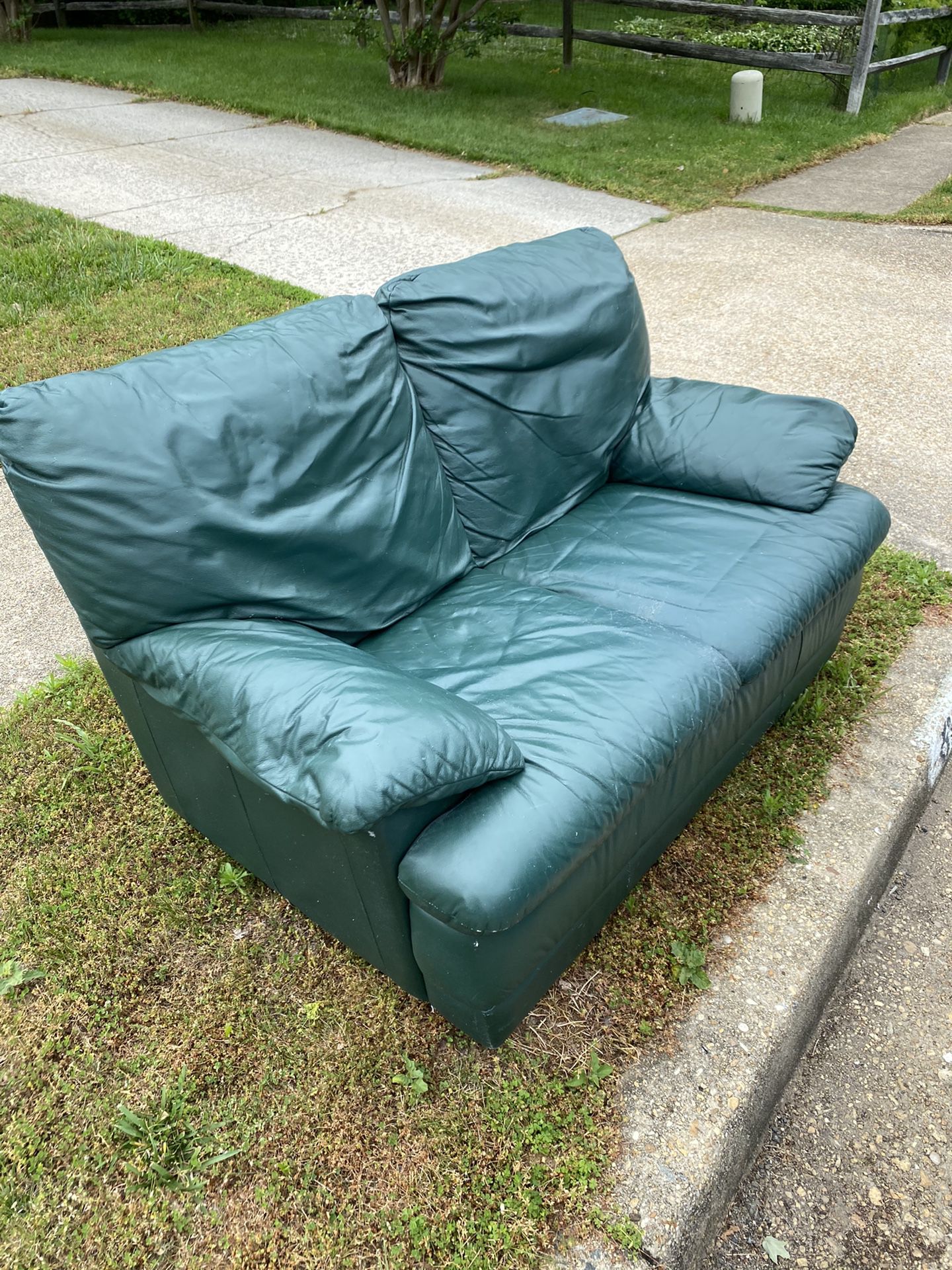 FREE green leather sofa!