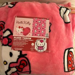 Hello Kitty Pink Valentines Plush Throw Blanket