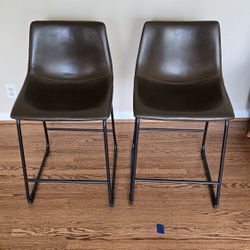 Metal And Faux Leather Counter Stools