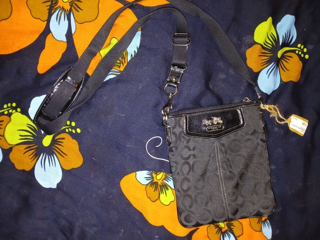 Coach Crossbody Handbag Black Leather