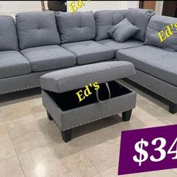 BRAND NEW 3PCS SECTIONAL SOFA SET WITH OTTOMAN AND ACCENT PILLOW INCLUDED $349