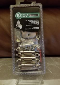 Satin Nickel Self-Closing 3/8 in. Inset Cabinet Hinge (5-Pairs)