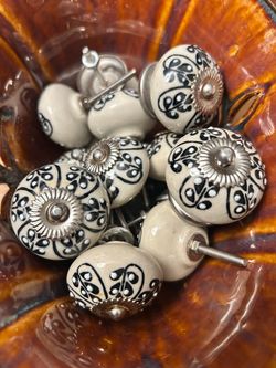Porcelain hand painted cabinet knobs