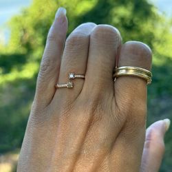 NWT Certified 0.26ct Genuine Diamonds S925 Rose-Tone Toi et Moi Ring/6/7